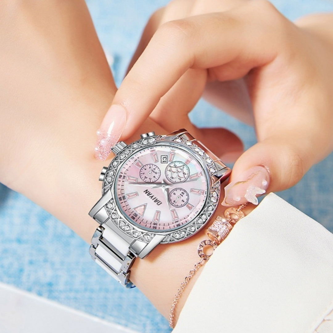 Fantasy Goddess Vielseitig Trendy Diamond Light Luxus Wasserdicht Multifunktionelle Uhr für Frauen
