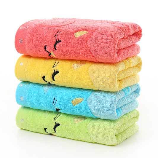 Handtuch Bambusfaser Kinder Jacquard Stickerei Noten Katze kleines Handtuch